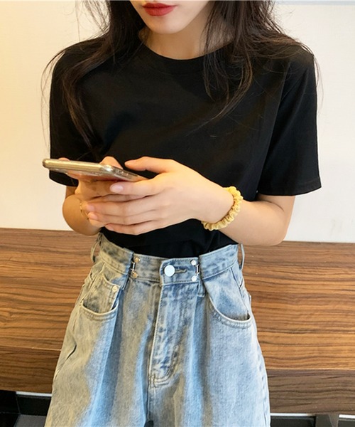 Anuenue（アヌエヌエ）の「レディース クルーネックカラーTシャツ（Tシャツ/カットソー・レディース・ブラック/パープル/レッド/オフホワイト/イエロー/グリーン・FREE）」の8枚目の写真