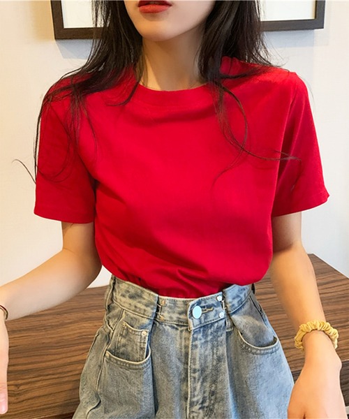 Anuenue（アヌエヌエ）の「レディース クルーネックカラーTシャツ（Tシャツ/カットソー・レディース・ブラック/パープル/レッド/オフホワイト/イエロー/グリーン・FREE）」の7枚目の写真