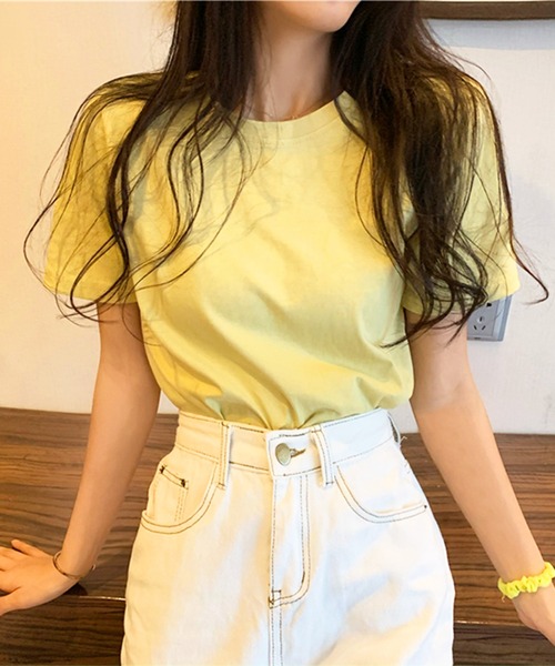 Anuenue（アヌエヌエ）の「レディース クルーネックカラーTシャツ（Tシャツ/カットソー・レディース・ブラック/パープル/レッド/オフホワイト/イエロー/グリーン・FREE）」の10枚目の写真