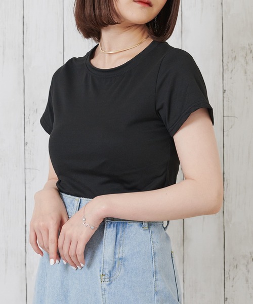 Anuenue（アヌエヌエ）の「レディース クルーネックカラーTシャツ（Tシャツ/カットソー・レディース・ブラック/パープル/レッド/オフホワイト/イエロー/グリーン・FREE）」の12枚目の写真