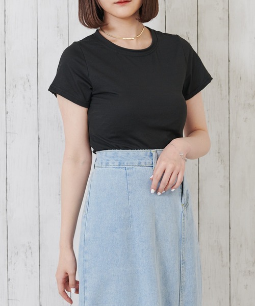 Anuenue（アヌエヌエ）の「レディース クルーネックカラーTシャツ（Tシャツ/カットソー・レディース・ブラック/パープル/レッド/オフホワイト/イエロー/グリーン・FREE）」の11枚目の写真