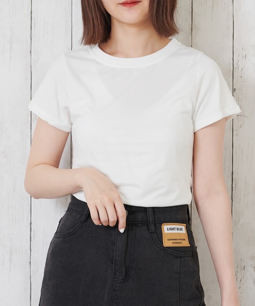 Anuenue（アヌエヌエ）の「レディース クルーネックカラーTシャツ（Tシャツ/カットソー・レディース・ブラック/パープル/レッド/オフホワイト/イエロー/グリーン・FREE）」の13枚目の写真