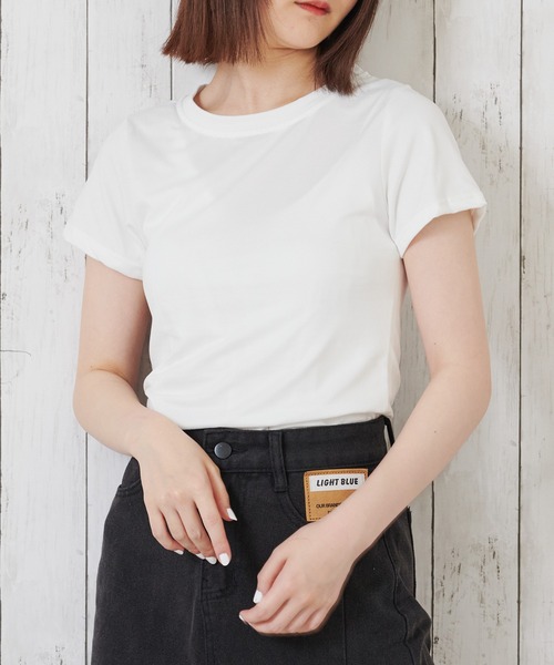 Anuenue（アヌエヌエ）の「レディース クルーネックカラーTシャツ（Tシャツ/カットソー・レディース・ブラック/パープル/レッド/オフホワイト/イエロー/グリーン・FREE）」の14枚目の写真