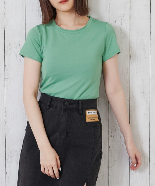 Anuenue（アヌエヌエ）の「レディース クルーネックカラーTシャツ（Tシャツ/カットソー・レディース・ブラック/パープル/レッド/オフホワイト/イエロー/グリーン・FREE）」の16枚目の写真