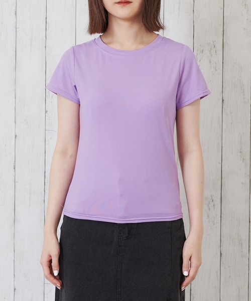 Anuenue（アヌエヌエ）の「レディース クルーネックカラーTシャツ（Tシャツ/カットソー・レディース・ブラック/パープル/レッド/オフホワイト/イエロー/グリーン・FREE）」の22枚目の写真