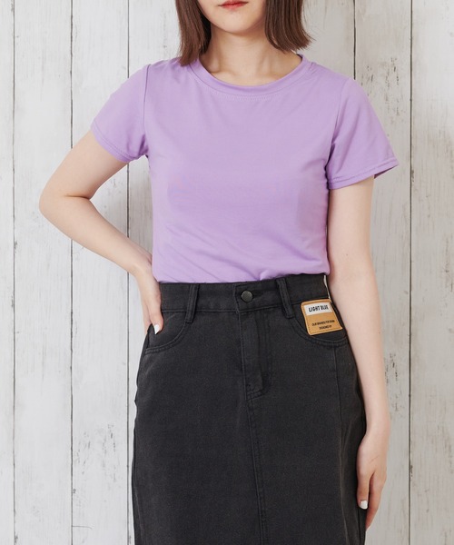 Anuenue（アヌエヌエ）の「レディース クルーネックカラーTシャツ（Tシャツ/カットソー・レディース・ブラック/パープル/レッド/オフホワイト/イエロー/グリーン・FREE）」の19枚目の写真