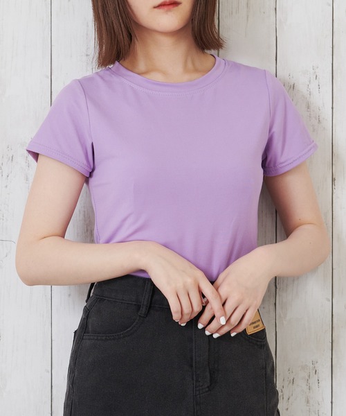 Anuenue（アヌエヌエ）の「レディース クルーネックカラーTシャツ（Tシャツ/カットソー・レディース・ブラック/パープル/レッド/オフホワイト/イエロー/グリーン・FREE）」の20枚目の写真