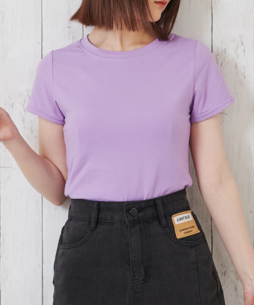 Anuenue（アヌエヌエ）の「レディース クルーネックカラーTシャツ（Tシャツ/カットソー・レディース・ブラック/パープル/レッド/オフホワイト/イエロー/グリーン・FREE）」の21枚目の写真