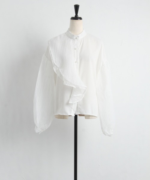 Cookie Chocolate（クッキーチョコレート）の「ボリュームスリーブデザインシアーシャツ（シャツ/ブラウス・レディース・ホワイト/ブラック・M）」の10枚目の写真