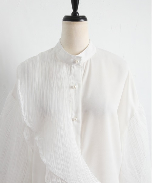 Cookie Chocolate（クッキーチョコレート）の「ボリュームスリーブデザインシアーシャツ（シャツ/ブラウス・レディース・ホワイト/ブラック・M）」の13枚目の写真