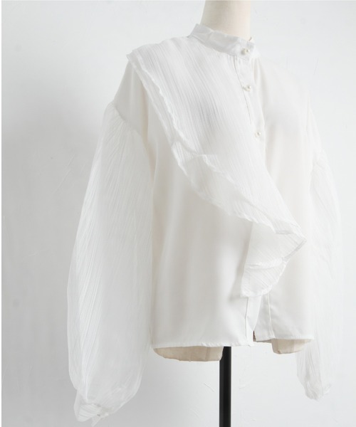 Cookie Chocolate（クッキーチョコレート）の「ボリュームスリーブデザインシアーシャツ（シャツ/ブラウス・レディース・ホワイト/ブラック・M）」の16枚目の写真