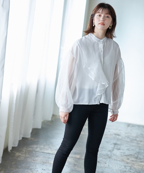 Cookie Chocolate（クッキーチョコレート）の「ボリュームスリーブデザインシアーシャツ（シャツ/ブラウス・レディース・ホワイト/ブラック・M）」の5枚目の写真