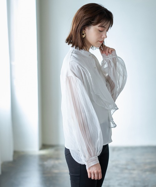 Cookie Chocolate（クッキーチョコレート）の「ボリュームスリーブデザインシアーシャツ（シャツ/ブラウス・レディース・ホワイト/ブラック・M）」の7枚目の写真