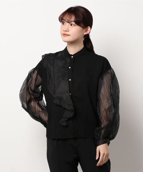 Cookie Chocolate（クッキーチョコレート）の「ボリュームスリーブデザインシアーシャツ（シャツ/ブラウス・レディース・ホワイト/ブラック・M）」の18枚目の写真