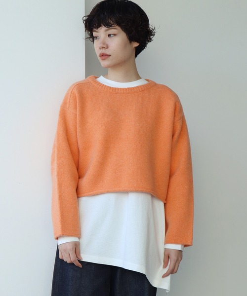 nitca（ニトカ）の「5Gエアーヤーン ショートプルオーバー（ニット/セーター・レディース・ブラック/オレンジ/アイボリー・FREE）」の3枚目の写真