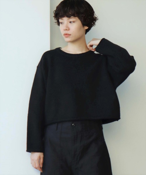 nitca（ニトカ）の「5Gエアーヤーン ショートプルオーバー（ニット/セーター・レディース・ブラック/オレンジ/アイボリー・FREE）」の2枚目の写真