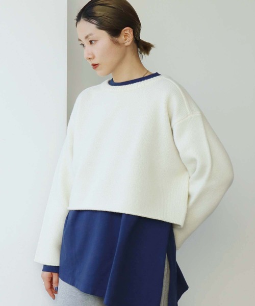 nitca（ニトカ）の「5Gエアーヤーン ショートプルオーバー（ニット/セーター・レディース・ブラック/オレンジ/アイボリー・FREE）」の12枚目の写真