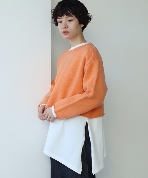 nitca（ニトカ）の「5Gエアーヤーン ショートプルオーバー（ニット/セーター・レディース・ブラック/オレンジ/アイボリー・FREE）」の4枚目の写真