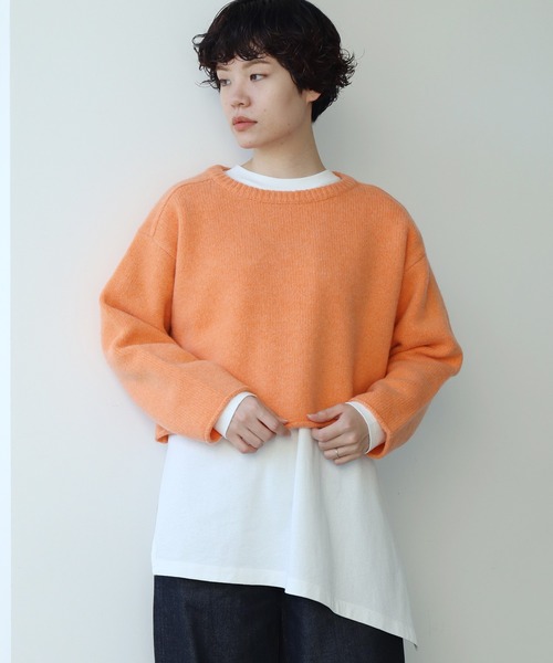 nitca（ニトカ）の「5Gエアーヤーン ショートプルオーバー（ニット/セーター・レディース・ブラック/オレンジ/アイボリー・FREE）」の7枚目の写真