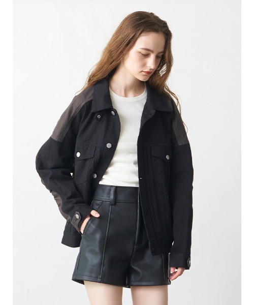 ENVYM（アンビー）の「スウィッチングツイルＪＫ（ミリタリージャケット・レディース・ブラック/アイボリー・FREE）」の2枚目の写真