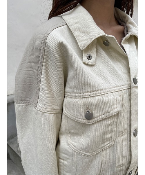 ENVYM（アンビー）の「スウィッチングツイルＪＫ（ミリタリージャケット・レディース・ブラック/アイボリー・FREE）」の4枚目の写真