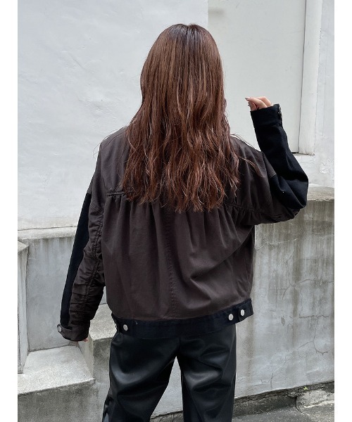 ENVYM（アンビー）の「スウィッチングツイルＪＫ（ミリタリージャケット・レディース・ブラック/アイボリー・FREE）」の8枚目の写真