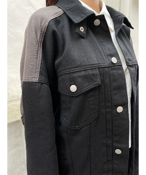 ENVYM（アンビー）の「スウィッチングツイルＪＫ（ミリタリージャケット・レディース・ブラック/アイボリー・FREE）」の5枚目の写真