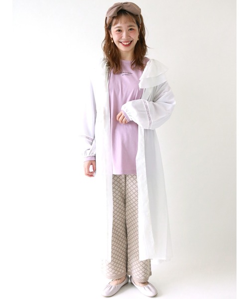 ehka sopo(エヘカソポ)の「ラッフル袖レースワンピース(ワンピース・レディース・ブラック/ベージュ/オフホワイト・フリ-)」の1枚目の写真