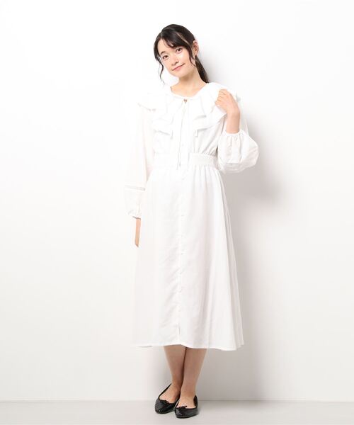 ehka sopo(エヘカソポ)の「ラッフル袖レースワンピース(ワンピース・レディース・ブラック/ベージュ/オフホワイト・フリ-)」の8枚目の写真