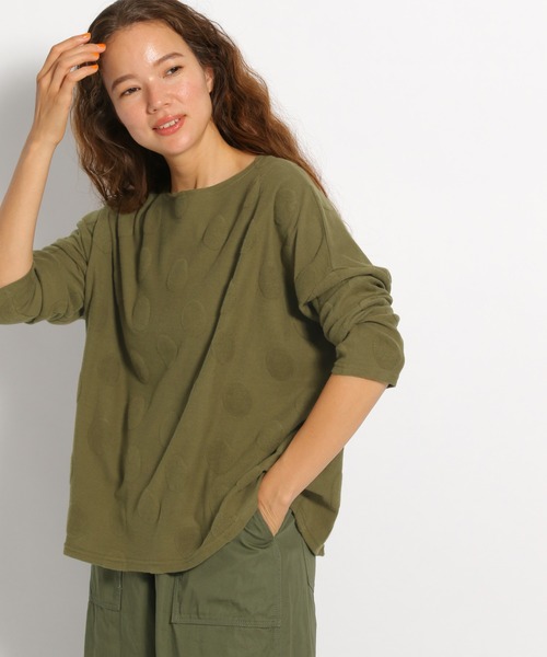 ichi(イチ)の「【ichi(イチ)】パイルドットプルオーバー(Tシャツ/カットソー・レディース・ブラック/カーキ・FREE)」の1枚目の写真