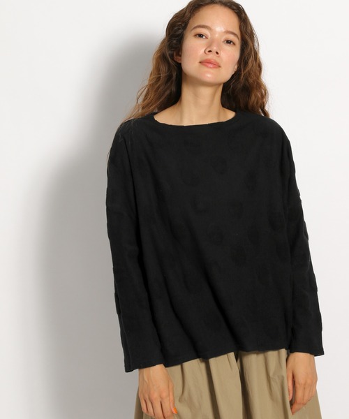 ichi(イチ)の「【ichi(イチ)】パイルドットプルオーバー(Tシャツ/カットソー・レディース・ブラック/カーキ・FREE)」の2枚目の写真