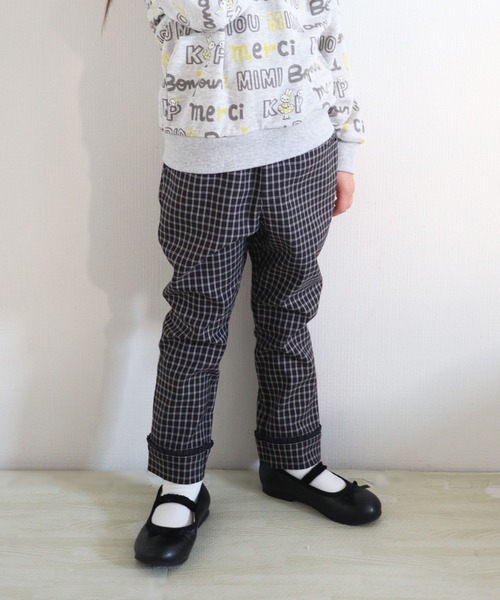 KP(ケーピー)の「リボン・レース付きストレッチチェックパンツ(110-130cm)(その他パンツ・キッズ・ブラック/ベージュ・110cm/120cm/130cm)」の2枚目の写真