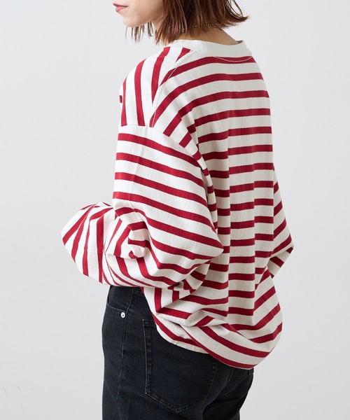 CIAOPANIC TYPY（チャオパニックティピー）の「裏起毛天竺ボーダー クルーネックプルオーバー（Tシャツ/カットソー・メンズ・ネイビー/レッド・S/M/L）」の10枚目の写真