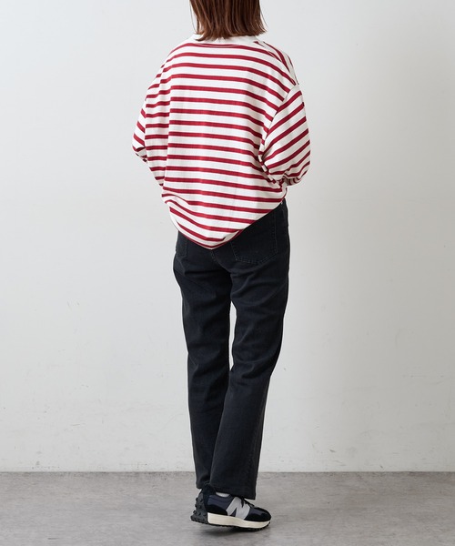 CIAOPANIC TYPY（チャオパニックティピー）の「裏起毛天竺ボーダー クルーネックプルオーバー（Tシャツ/カットソー・メンズ・ネイビー/レッド・S/M/L）」の14枚目の写真