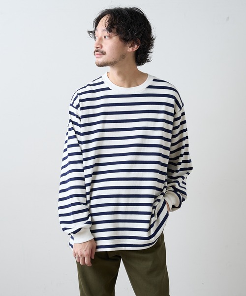 CIAOPANIC TYPY（チャオパニックティピー）の「裏起毛天竺ボーダー クルーネックプルオーバー（Tシャツ/カットソー・メンズ・ネイビー/レッド・S/M/L）」の3枚目の写真