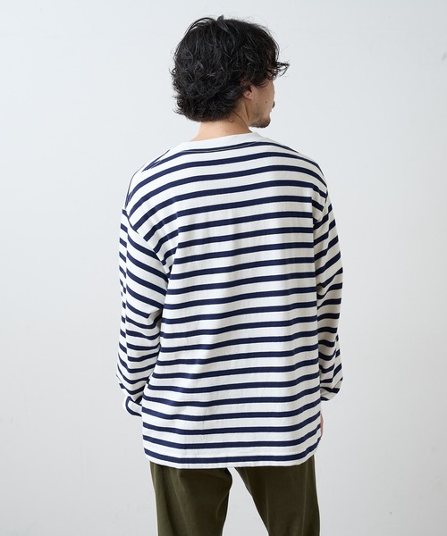 CIAOPANIC TYPY（チャオパニックティピー）の「裏起毛天竺ボーダー クルーネックプルオーバー（Tシャツ/カットソー・メンズ・ネイビー/レッド・S/M/L）」の5枚目の写真