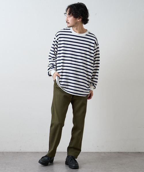 CIAOPANIC TYPY（チャオパニックティピー）の「裏起毛天竺ボーダー クルーネックプルオーバー（Tシャツ/カットソー・メンズ・ネイビー/レッド・S/M/L）」の6枚目の写真