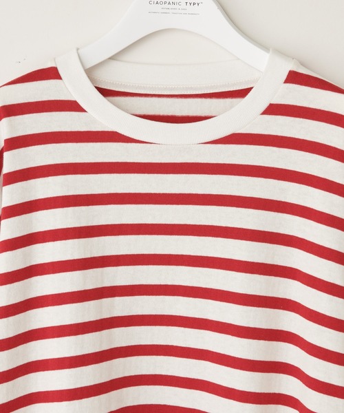 CIAOPANIC TYPY（チャオパニックティピー）の「裏起毛天竺ボーダー クルーネックプルオーバー（Tシャツ/カットソー・メンズ・ネイビー/レッド・S/M/L）」の15枚目の写真