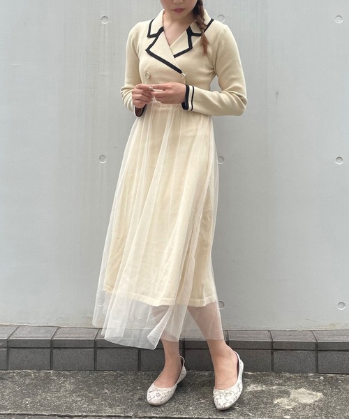 Crea titty&Co. PETIT(クレアティティーアンドコープチ)の「【Crea titty&Co.PETIT】チュールレイヤードニットワンピース(ワンピース・レディース・ベージュ/ブラック・FREE)」の10枚目の写真