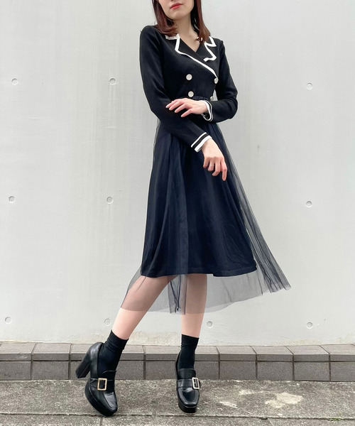 Crea titty&Co. PETIT(クレアティティーアンドコープチ)の「【Crea titty&Co.PETIT】チュールレイヤードニットワンピース(ワンピース・レディース・ベージュ/ブラック・FREE)」の14枚目の写真