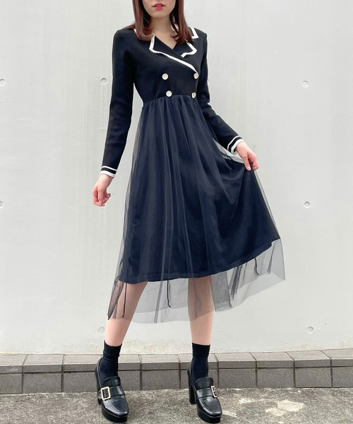 Crea titty&Co. PETIT(クレアティティーアンドコープチ)の「【Crea titty&Co.PETIT】チュールレイヤードニットワンピース(ワンピース・レディース・ベージュ/ブラック・FREE)」の13枚目の写真