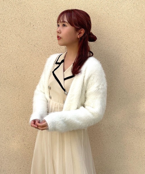 Crea titty&Co. PETIT(クレアティティーアンドコープチ)の「【Crea titty&Co.PETIT】チュールレイヤードニットワンピース(ワンピース・レディース・ベージュ/ブラック・FREE)」の3枚目の写真