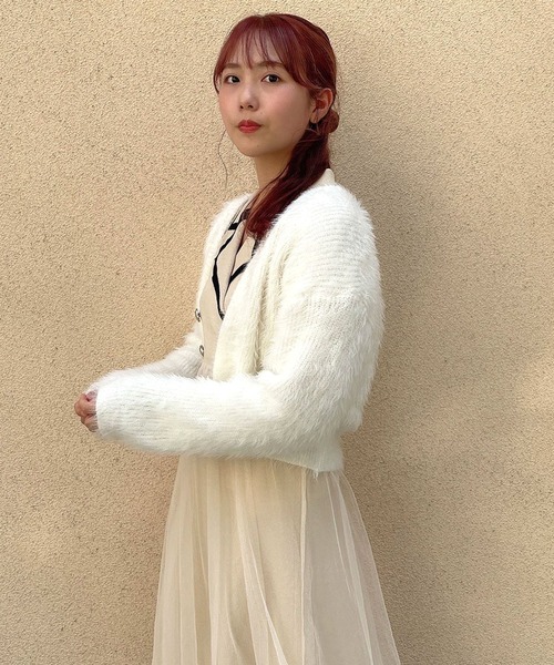 Crea titty&Co. PETIT(クレアティティーアンドコープチ)の「【Crea titty&Co.PETIT】チュールレイヤードニットワンピース(ワンピース・レディース・ベージュ/ブラック・FREE)」の4枚目の写真