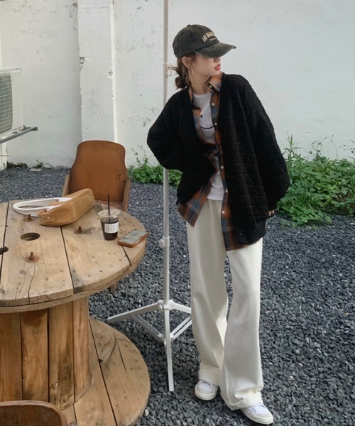 MANGROVE（マングローブ）の「ノーカラーキルティングブルゾン（ブルゾン・レディース・カーキ/ブラック・FREE）」の8枚目の写真