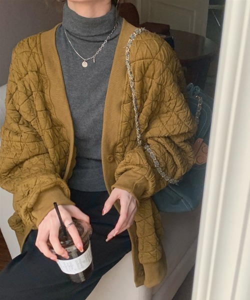 MANGROVE（マングローブ）の「ノーカラーキルティングブルゾン（ブルゾン・レディース・カーキ/ブラック・FREE）」の9枚目の写真