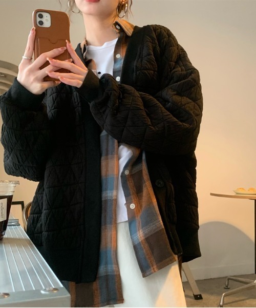 MANGROVE（マングローブ）の「ノーカラーキルティングブルゾン（ブルゾン・レディース・カーキ/ブラック・FREE）」の16枚目の写真