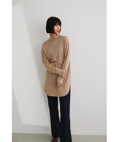 STYLEMIXER スタイルミキサー シアールーズネックロングニット カーキ STYLEMIXER（スタイルミキサー）の「シアールーズネックロングニット