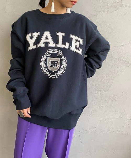 Champion（チャンピオン）の「[Champion/チャンピオン] リバースウィーブ YALE カレッジプリントスウェット（スウェット・レディース・ネイビー/ホワイト・M/XL/L）」の2枚目の写真