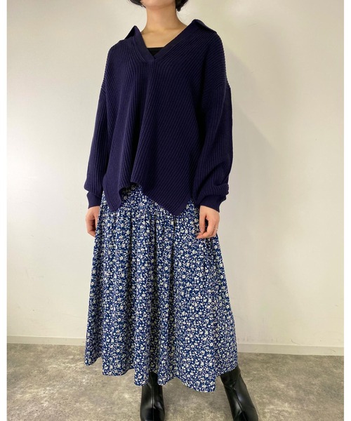 MLI'A(エムリア)の「スキッパーニット(ニット/セーター・レディース・ネイビー/アイボリー/モカ・M)」の21枚目の写真