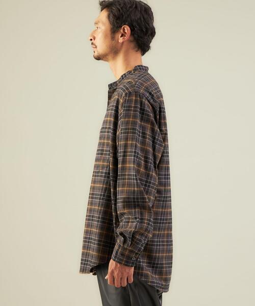 green label relaxing（グリーンレーベルリラクシング）の「コットンリヨセルチェック ジャストルーズ バンドカラー シャツ（シャツ/ブラウス・メンズ・ネイビー/ベージュ/ブラウン・S/L/M）」の8枚目の写真